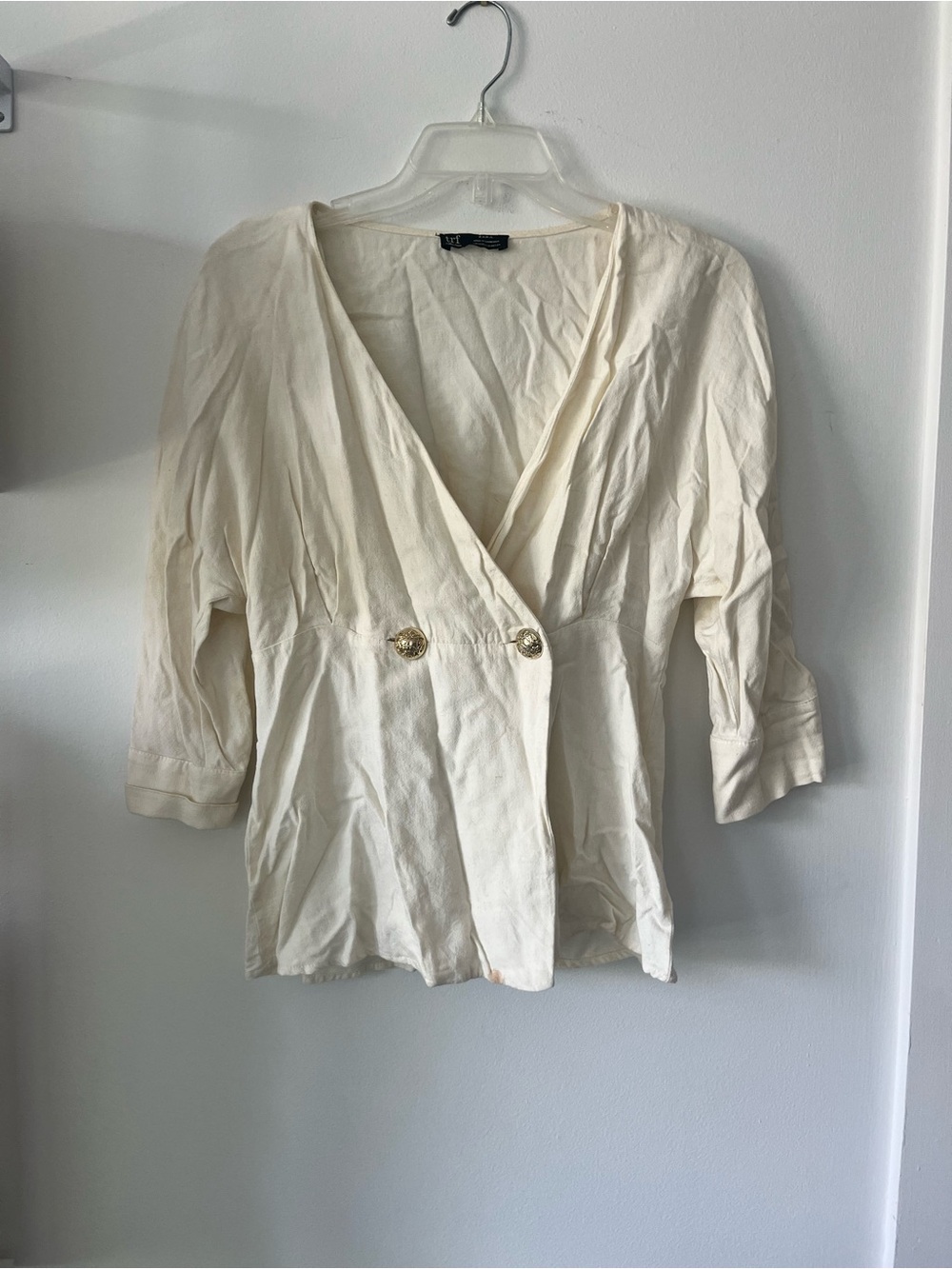 Zara Cream TRF Collection Scoop Neck Top